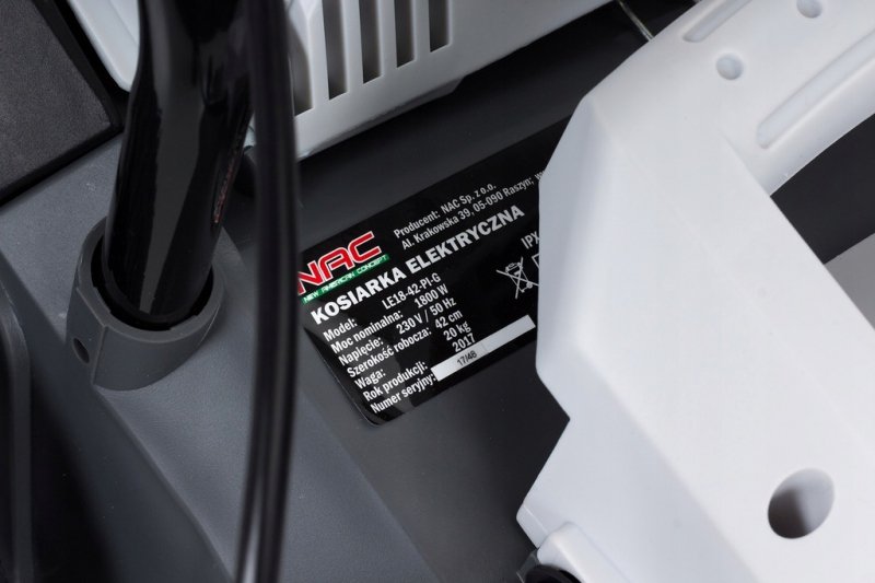 NAC Kosiarka elektryczna NAC 1800 W 42 cm z koszem 50 l z regulacją