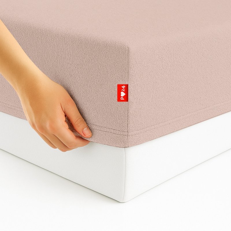 Prześcieradło Frotte z Gumką 80x200 Gruba Bawełna 200g Bok 30 pudrowy róż