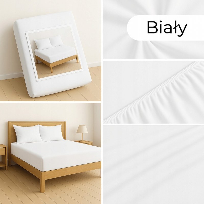 PRZEŚCIERADŁO Z GUMKĄ 200x220 BIAŁY MATERAC ZAKŁADKA DO 25 CM