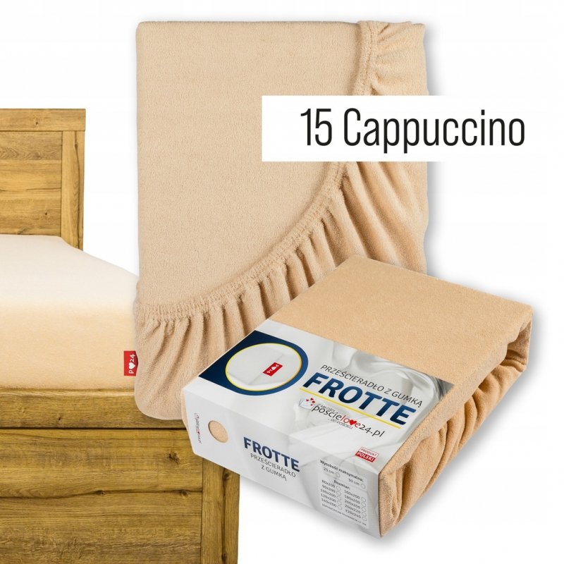 Prześcieradło Frotte z Gumką 200X220 Gruba Bawełna Bok 30 cm cappuccino