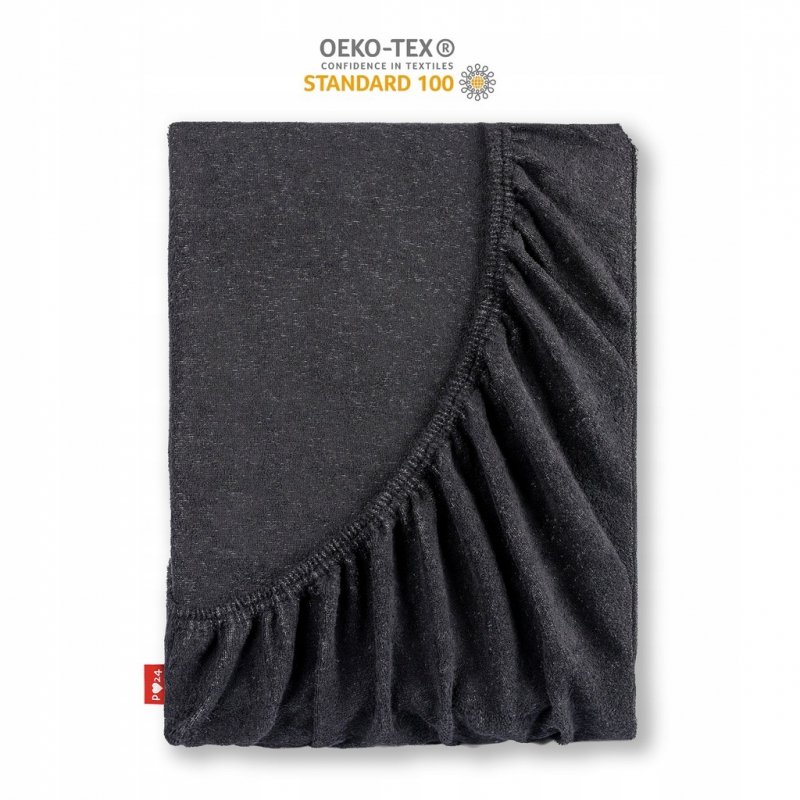 Prześcieradło Frotte z Gumką 200X200 Gruba Bawełna 200g Bok 30 cm czarny