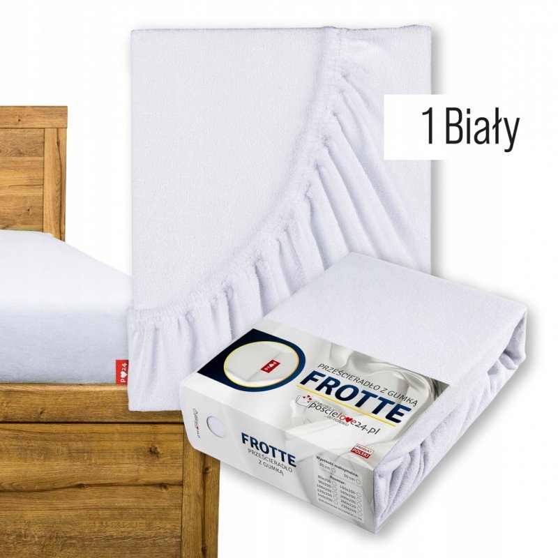 Prześcieradło Frotte z Gumką 80x200 Gruba Bawełna 200g Bok 30 cm biały