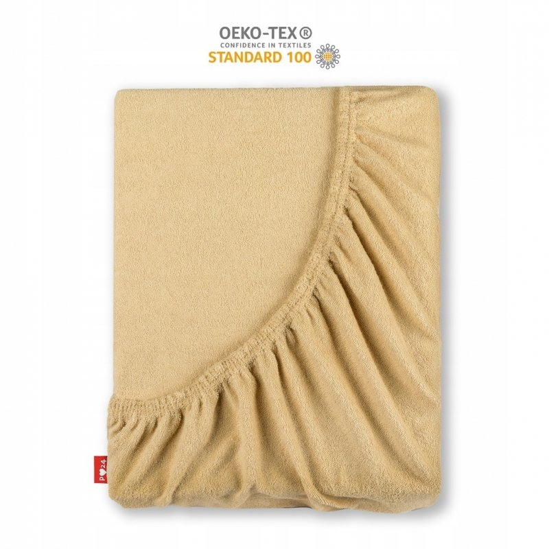 Prześcieradło Frotte z Gumką 200X200 Gruba Bawełna 200g Bok 30 cm beżowy