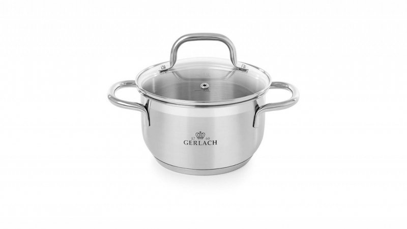 Zestaw garnków stal nierdzewna, Trójwarstwowe dno 8 elementów Gerlach Brava