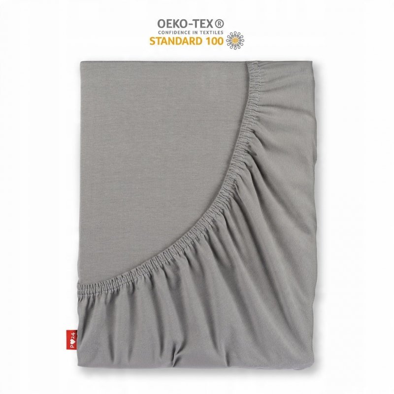 Prześcieradło Jersey z Gumką 200x200 Gruba Polska Bawełna Bok 30 cm stalowy