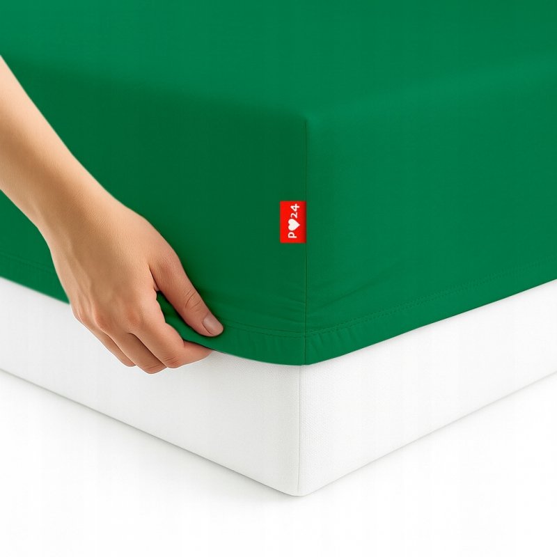 Prześcieradło 200x220 z Gumką GRUBA Bawełna Premium Bok 30 Butelkowa zieleń