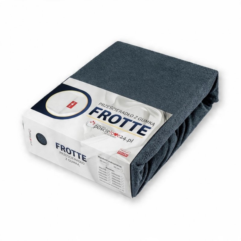 Prześcieradło Frotte z Gumką 220X240 Gruba Bawełna Bok 30 cm popiel ciemny