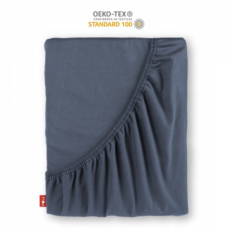 Prześcieradło Jersey z Gumką 100x200 Gruba Bawełna Bok 30 cm popiel ciemny