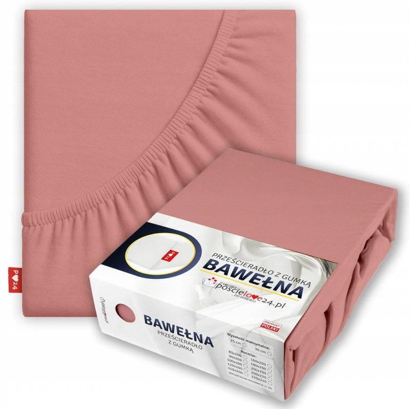Prześcieradło 120x200 z Gumką GRUBA Bawełna Premium Bok 30 cm Paryski róż