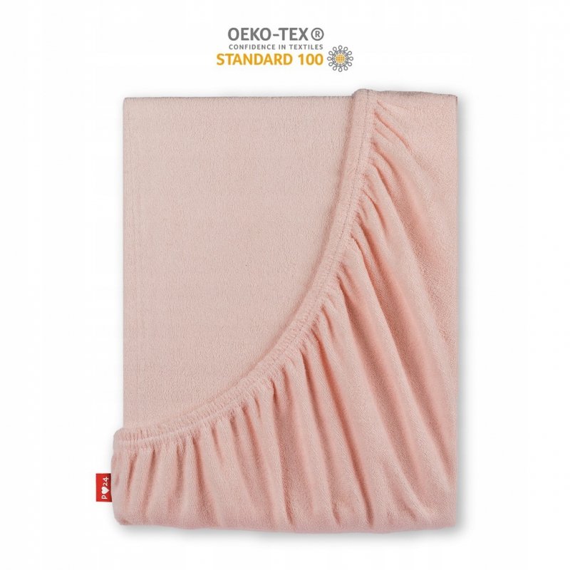 Prześcieradło Frotte z Gumką 120X200 Gruba Bawełna 200g Bok 30 pudrowy róż