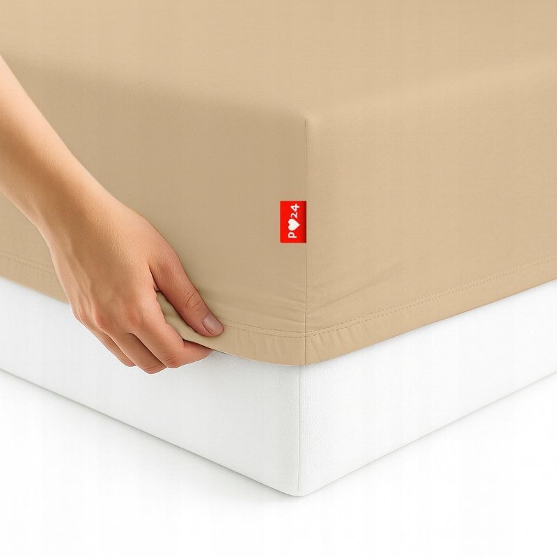 Prześcieradło 90x200 z Gumką GRUBA Bawełna Premium Bok 30 cm Beżowy