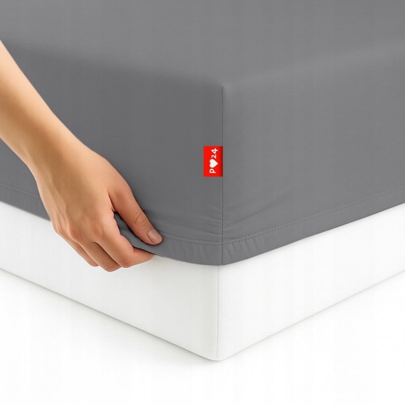 Prześcieradło Jersey z Gumką 100x200 Gruba Polska Bawełna Bok 30 cm stalowy