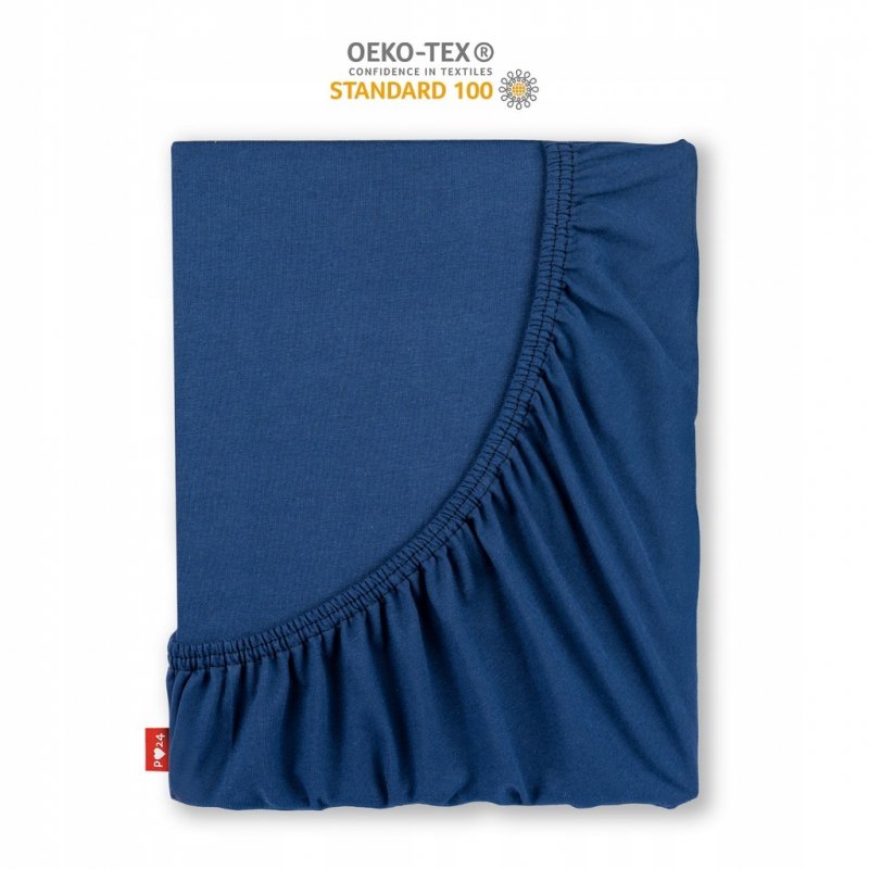 Prześcieradło Jersey z Gumką 90x200 Gruba Bawełna Bok 30 cm granatowy