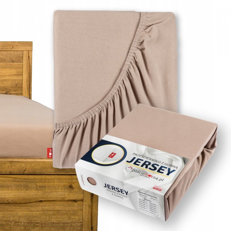 Prześcieradło Jersey z Gumką 160x200 Gruba Bawełna Czesana Bok 30 cm cafe