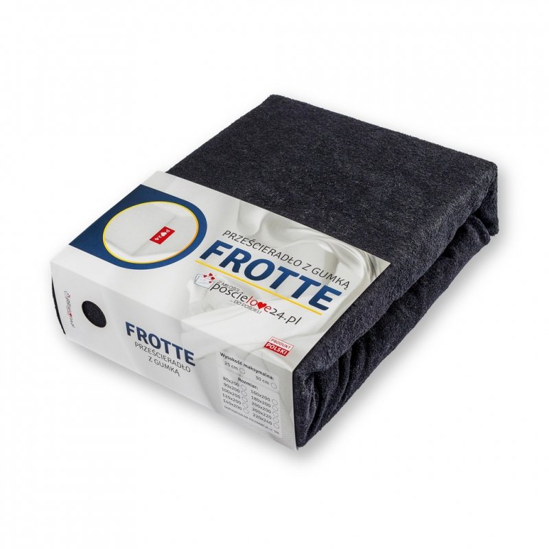 Prześcieradło Frotte z Gumką 120X200 Gruba Bawełna 200g Bok 30 cm czarny