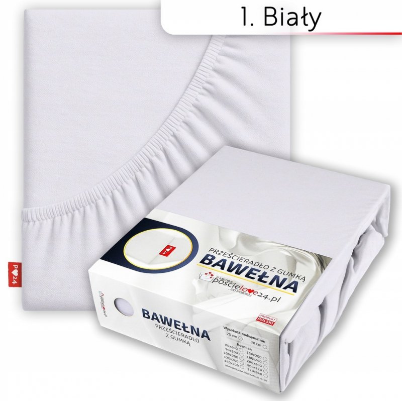 Prześcieradło 80x200 z Gumką GRUBA Bawełna Premium Bok 30 cm biały