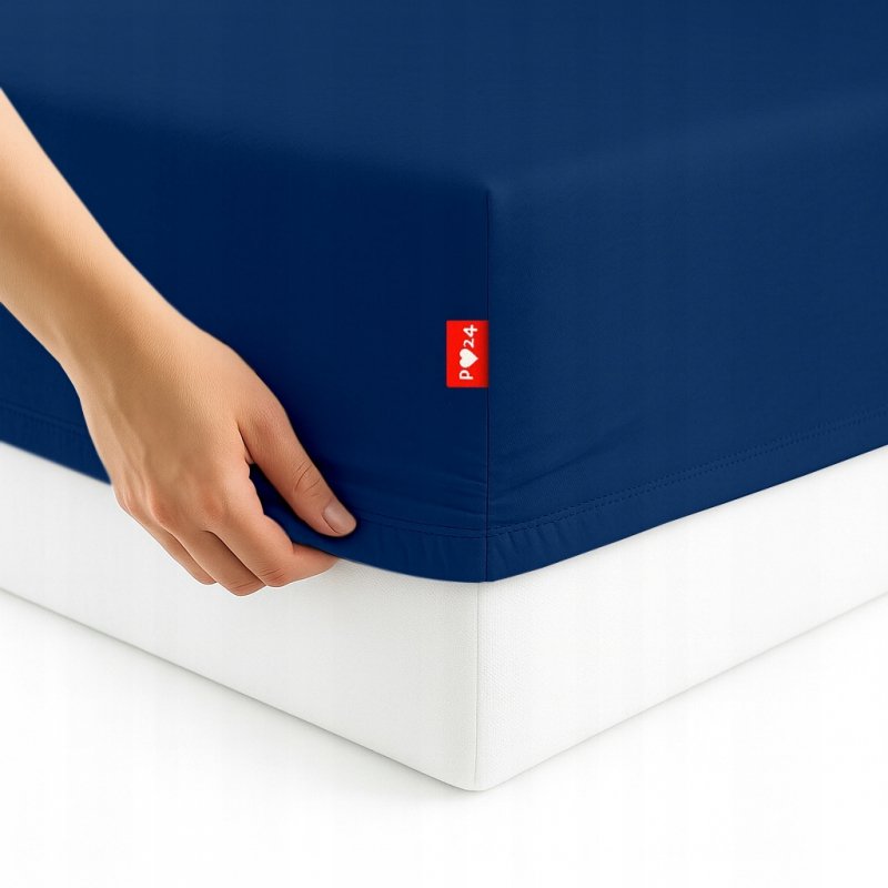 Prześcieradło Jersey z Gumką 160x200 Gruba Bawełna Bok 30 cm granatowy
