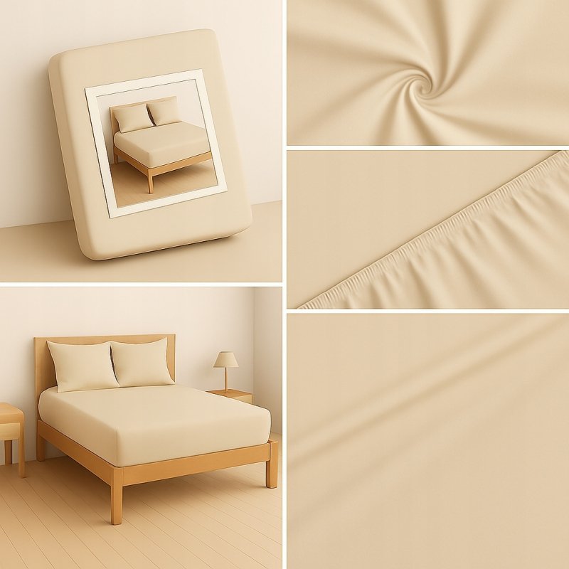 PRZEŚCIERADŁO Z GUMKĄ 80x200 BEŻOWY MATERAC ZAKŁADKA DO 25 CM