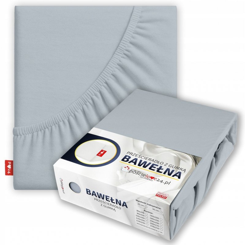 Prześcieradło 80x200 z Gumką GRUBA Bawełna Premium Bok 30 cm Popielaty