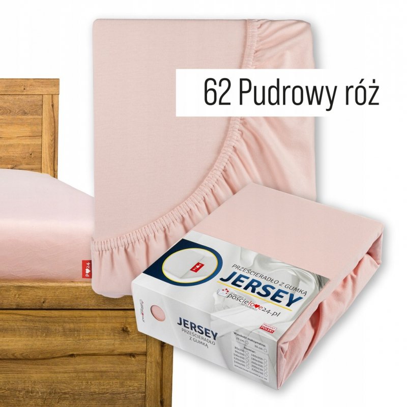 Prześcieradło Jersey z Gumką 120x200 Gruba Bawełna Bok 30 cm pudrowy róż