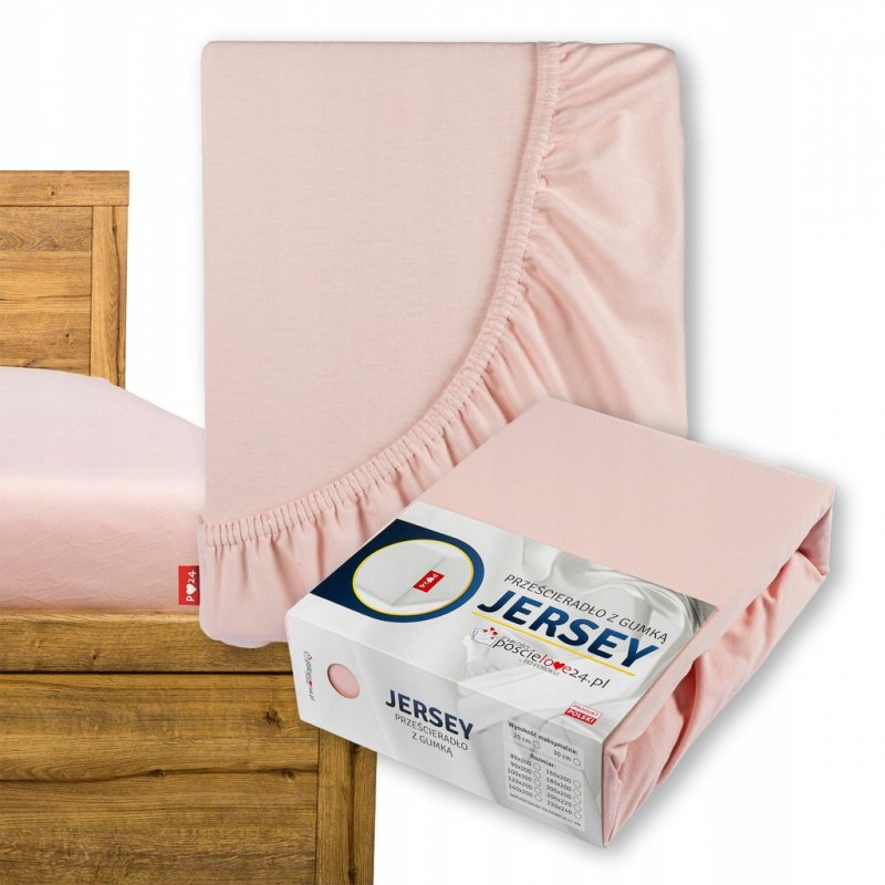Prześcieradło Jersey z Gumką 80x200 Gruba Bawełna Bok 30 cm pudrowy róż