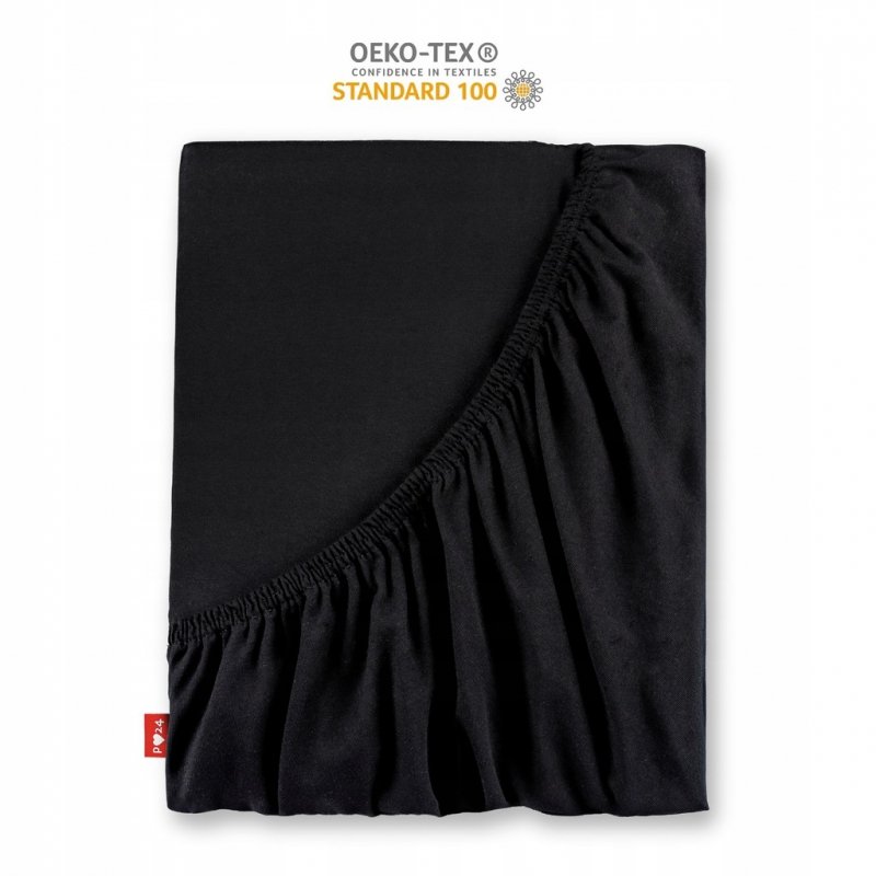 Prześcieradło Jersey z Gumką 140x200 Gruba Bawełna Czesana Bok 30 cm czarny