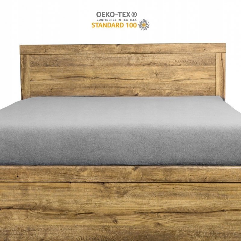 Prześcieradło Frotte z Gumką 200X220 Gruba Bawełna 200g Bok 30 cm stalowy