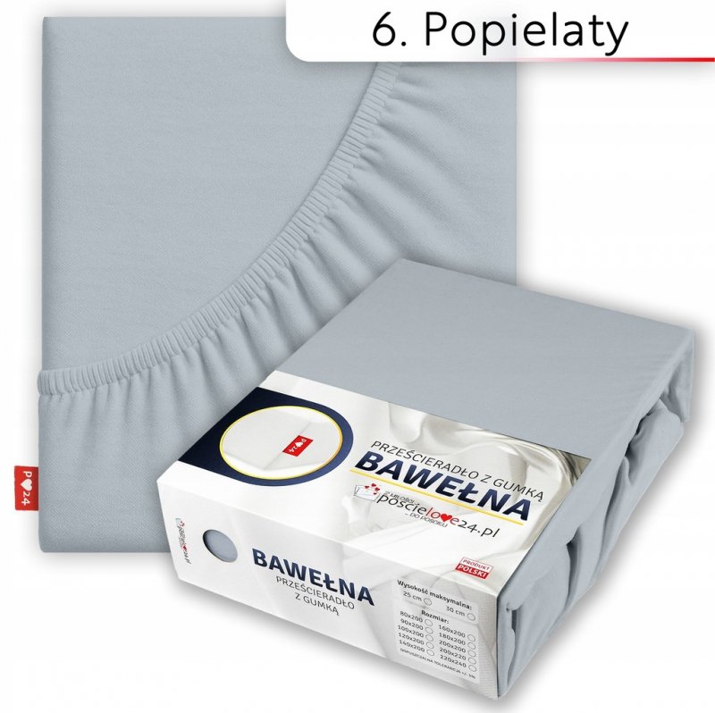 Prześcieradło 80x200 z Gumką GRUBA Bawełna Premium Bok 30 cm Popielaty