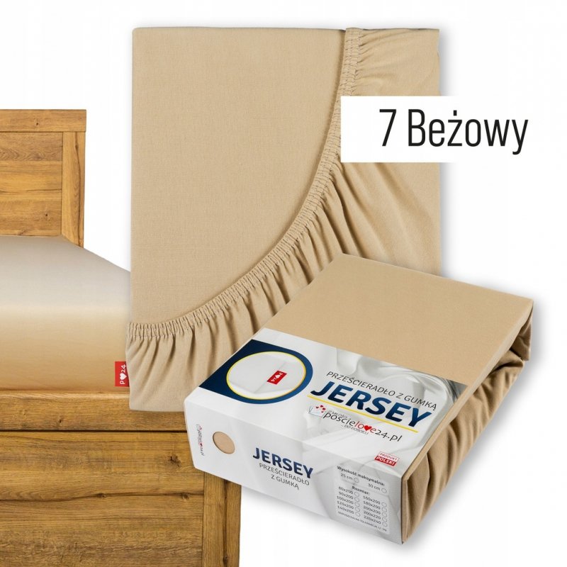 Prześcieradło Jersey z Gumką 140x200 Gruba Bawełna Czesana Bok 30 cm beżowy