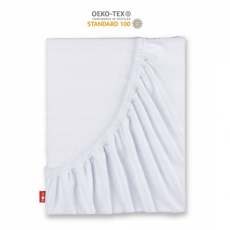Prześcieradło Frotte z Gumką 120x200 Gruba Bawełna 200g Bok 30 cm biały