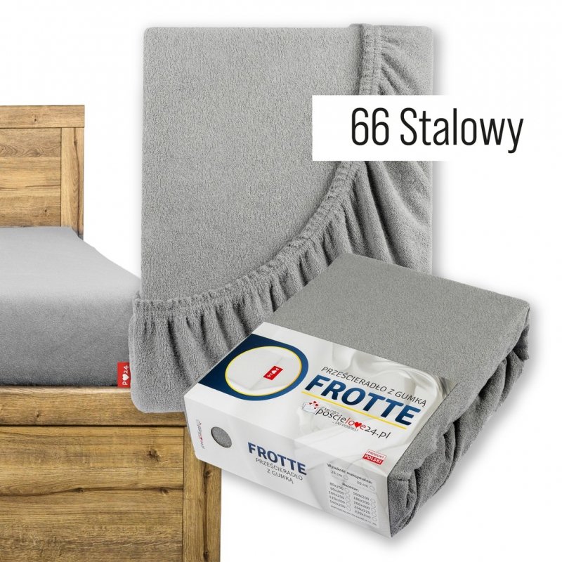 Prześcieradło Frotte z Gumką 80x200 Gruba Bawełna 200g Bok 30 cm stalowy