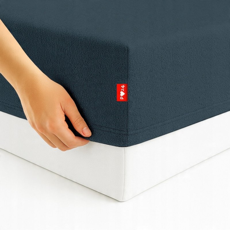 Prześcieradło Frotte z Gumką 200X220 Gruba Bawełna Bok 30 cm popiel ciemny