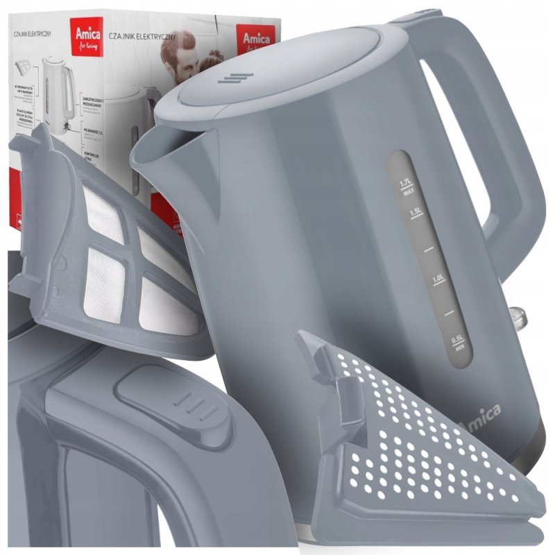 Czajnik elektryczny Amica KF1013 2200 W 1,7 l srebrny/szary