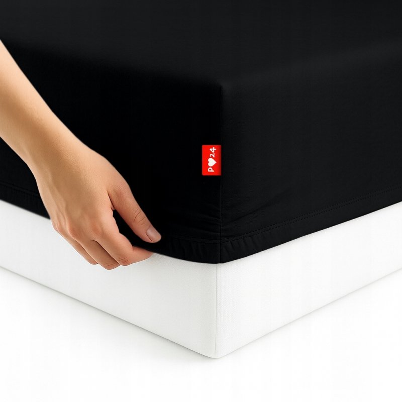 Prześcieradło Jersey z Gumką 80x200 Gruba Bawełna Czesana Bok 30 cm czarny