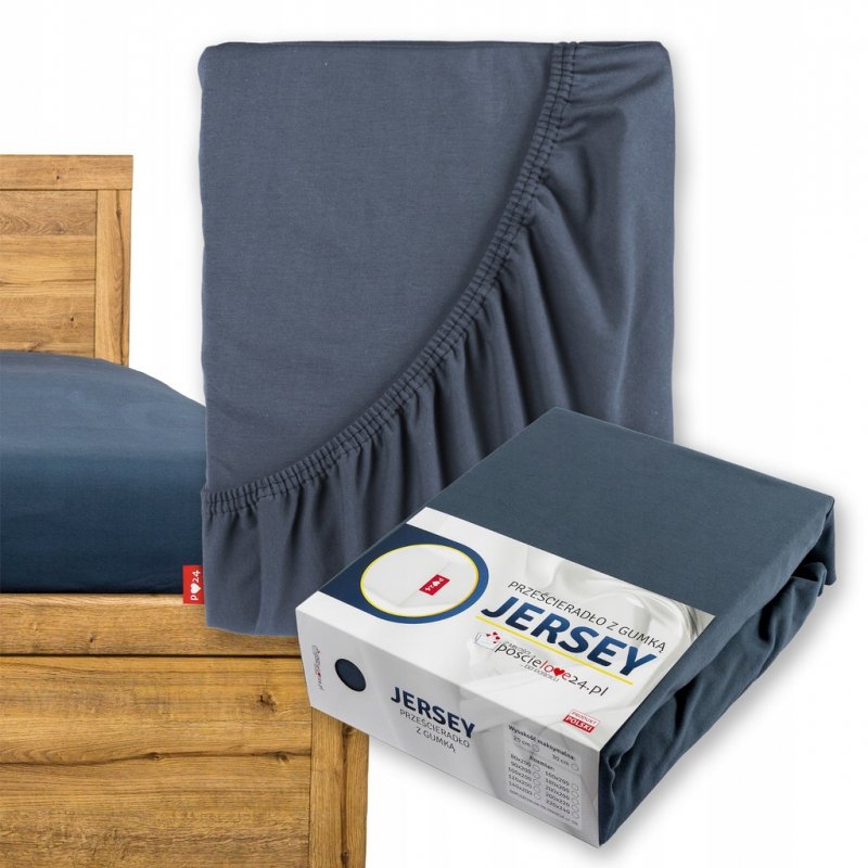 Prześcieradło Jersey z Gumką 100x200 Gruba Bawełna Bok 30 cm popiel ciemny