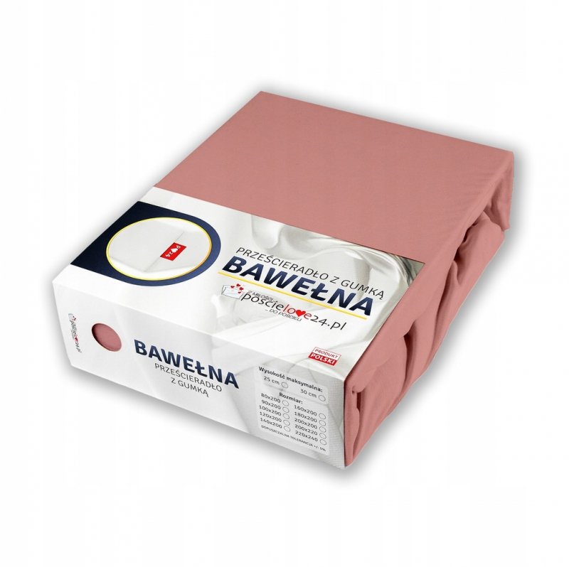 Prześcieradło 140x200 z Gumką GRUBA Bawełna Premium Bok 30 cm Paryski róż