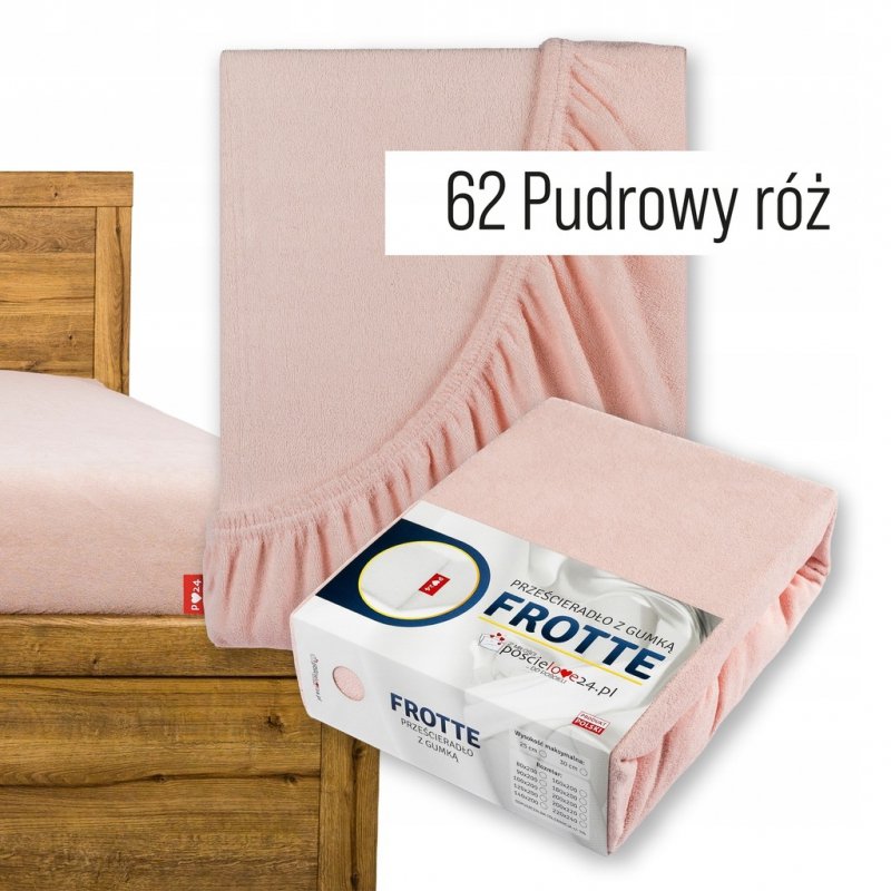 Prześcieradło Frotte z Gumką 120X200 Gruba Bawełna 200g Bok 30 pudrowy róż