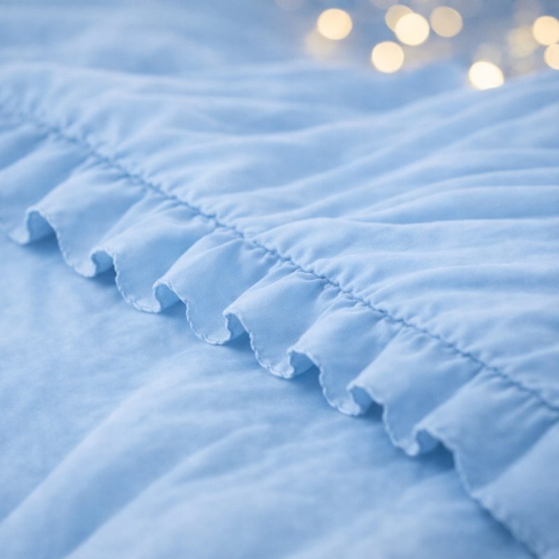 POŚCIEL 160x200 Z FALBANĄ KOMPLET 3 CZĘŚCIOWY MIKROFIBRA KOLOR BŁĘKIT