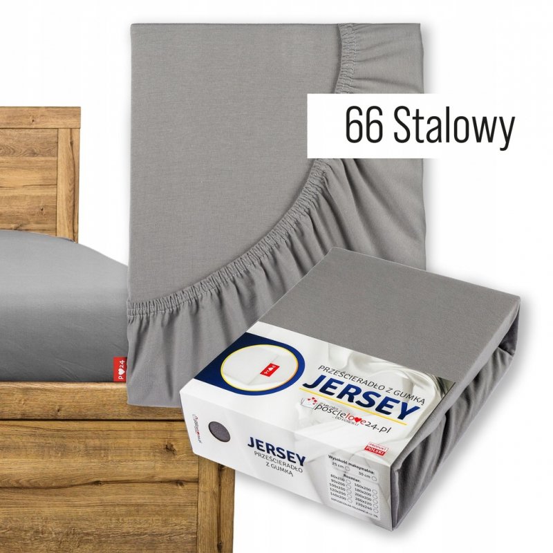 Prześcieradło Jersey z Gumką 200x200 Gruba Polska Bawełna Bok 30 cm stalowy