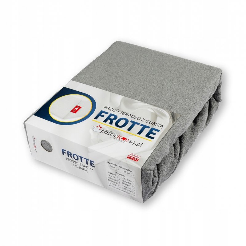 Prześcieradło Frotte z Gumką 80x200 Gruba Bawełna 200g Bok 30 cm stalowy