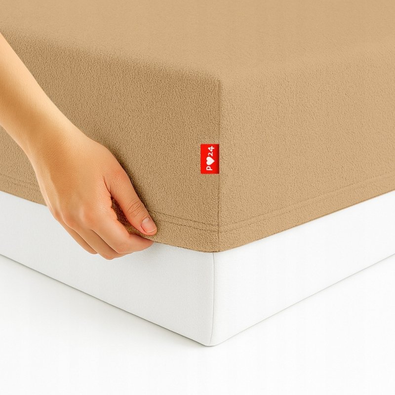 Prześcieradło Frotte z Gumką 90x200 Gruba Bawełna Bok 30 cm cappuccino