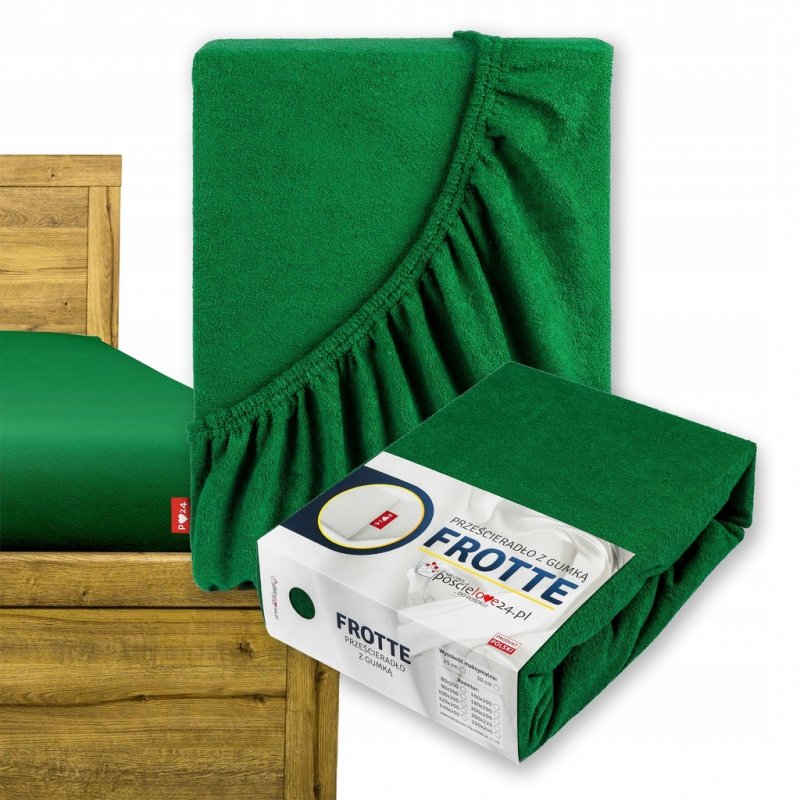 Prześcieradło Frotte z Gumką 120X200 Gruba Bawełna Bok 30 butelkowa zieleń