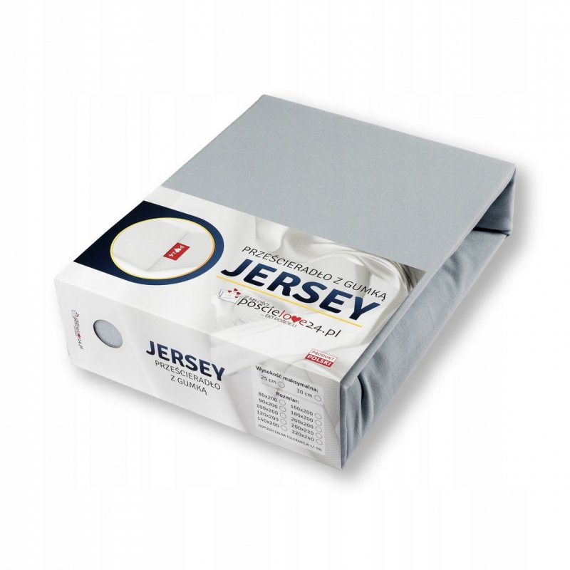 Prześcieradło Jersey z Gumką 200x200 Gruba Bawełna Bok 30 cm popielaty