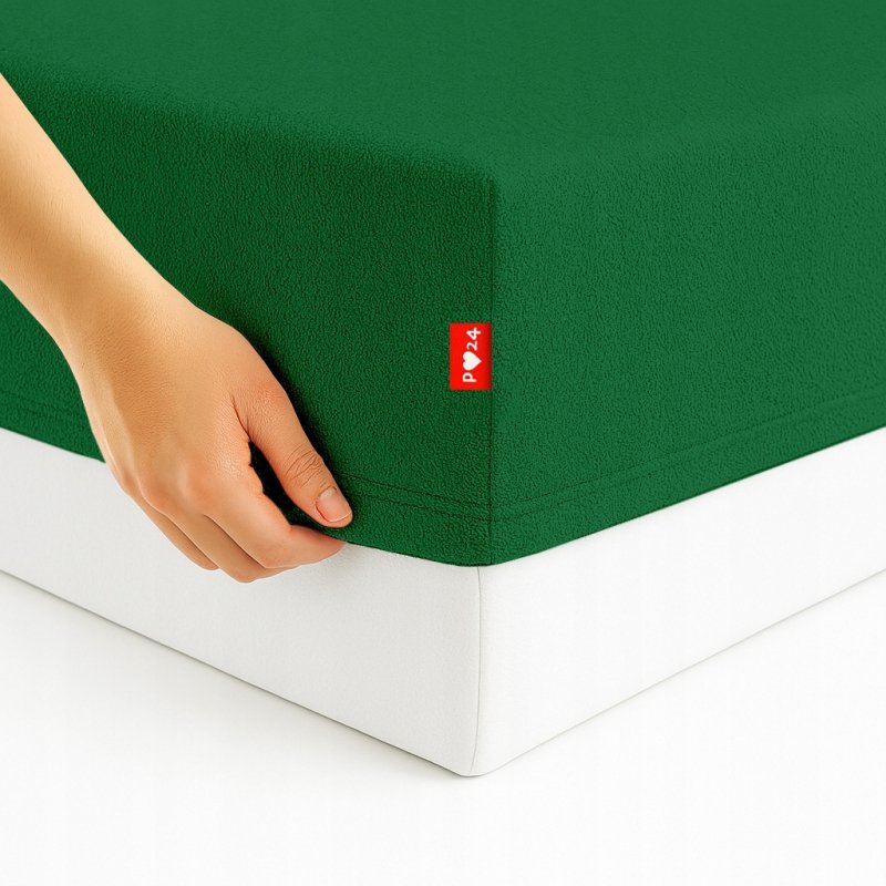 Prześcieradło Frotte z Gumką 200X200 Gruba Bawełna Bok 30 butelkowa zieleń