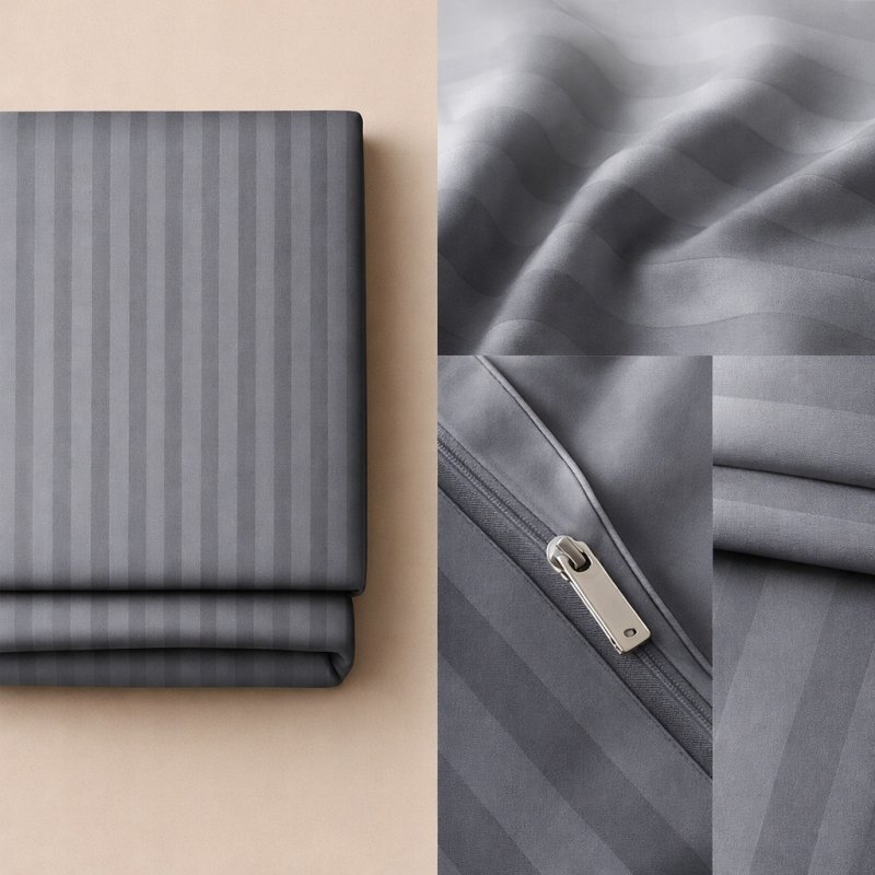 POŚCIEL 160x200 HOTELOWA 100% GRUBA BAWEŁNA SATYNOWA ADAMASZEK GRAFIT