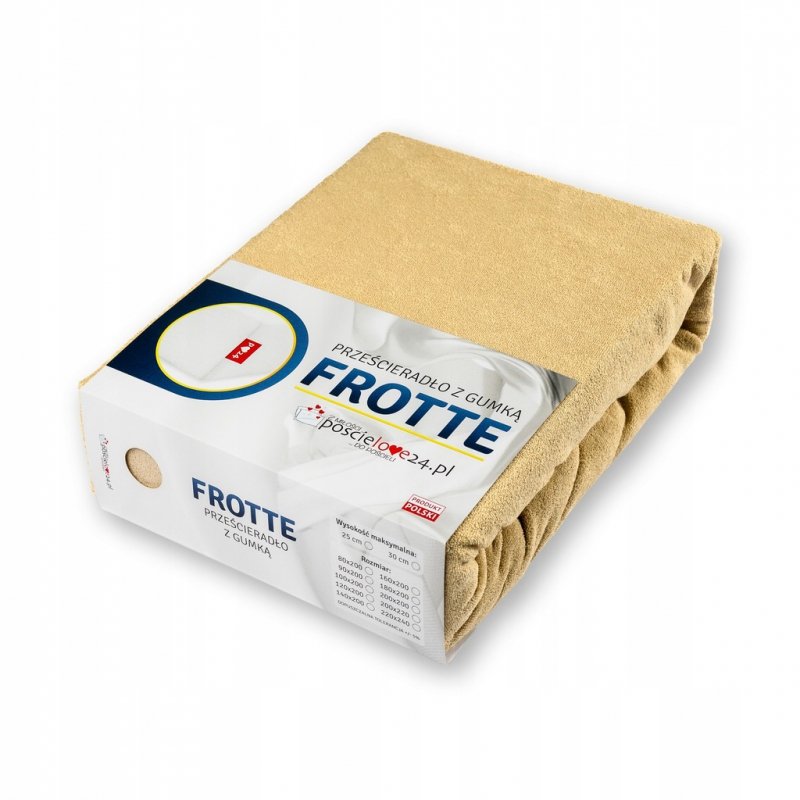 Prześcieradło Frotte z Gumką 80x200 Gruba Bawełna 200g Bok 30 cm beżowy