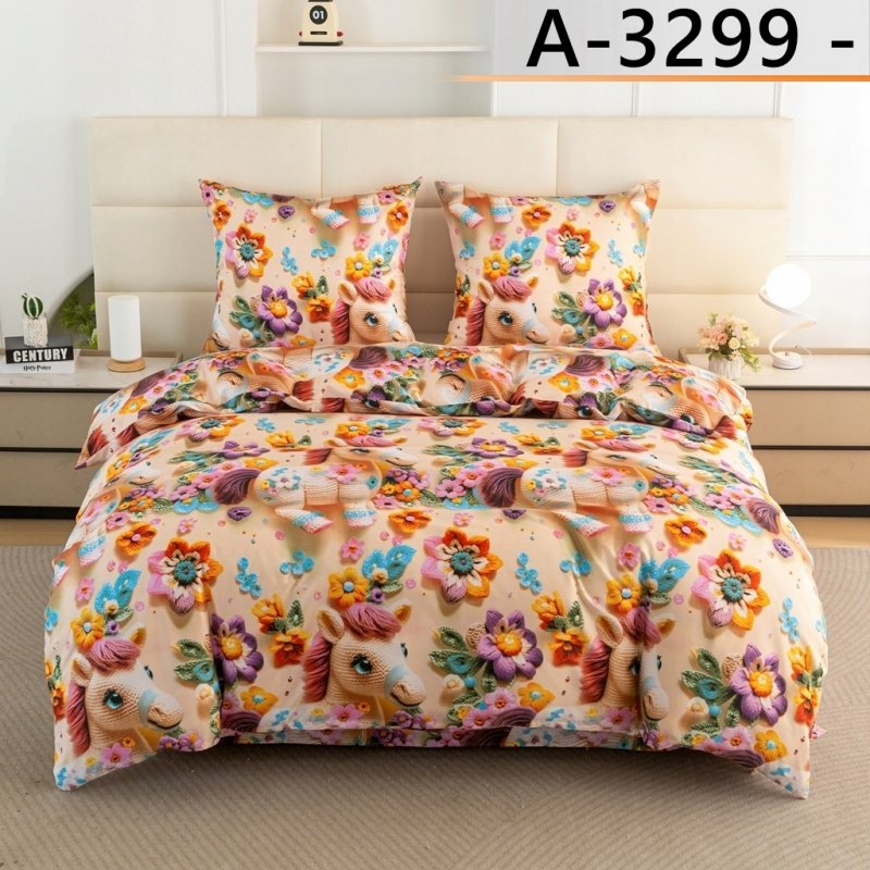 POŚCIEL 140x200 BAWEŁNIANA KOMPLET POŚCIELI + POSZEWKA WZÓR A-3299