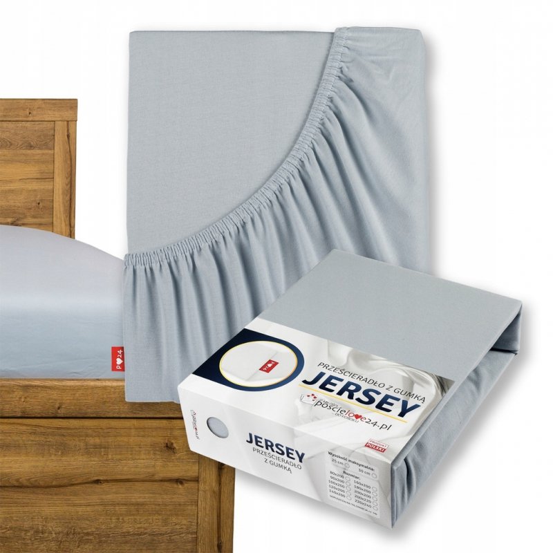 Prześcieradło Jersey z Gumką 90x200 Gruba Bawełna Bok 30 cm popielaty