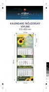 Kalendarz trójdzielny spiralowany VIP LINE z wypukłą główką, druk (4+0) Karton Alaska 250 g, Folia błysk jednostronnie, 310 x 830 mm, Spiralowany, 3 bloki - 300 szt.