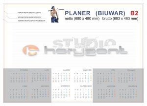 Podkład na biurko - biuwa B2 - 680 x 480 mm, offset 80g + karton na spód, 4+0, 26 kart, klejenie dolnej krawędzi - 40 sztuk